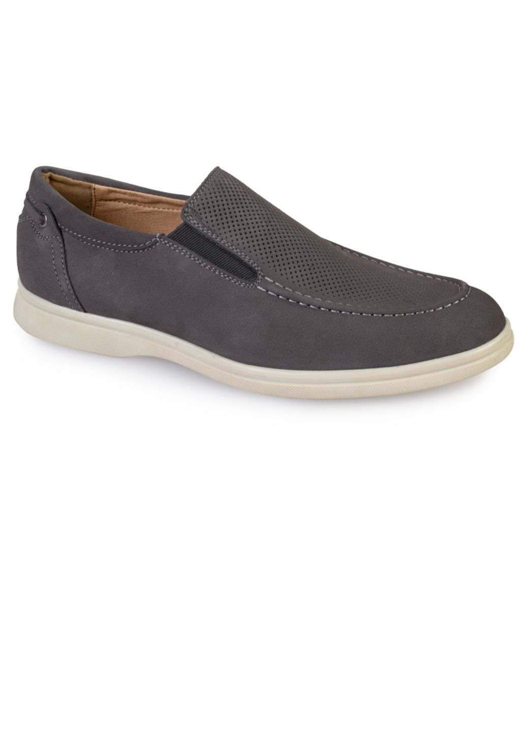 Серые повседневные туфли лоферы мужские бренда 9200463_(1) ModaMilano без шнурков