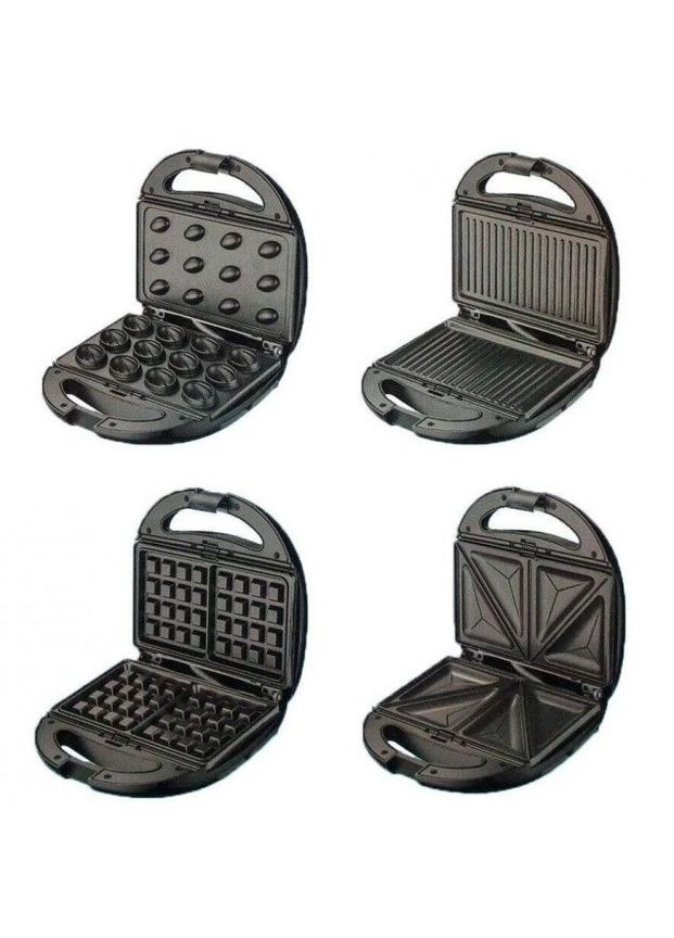 Вафельниця бутербродниця сендвічниця гриль електрична 4 в 1 зі знімними формами CB-1074 Pro Crownberg (306716503)