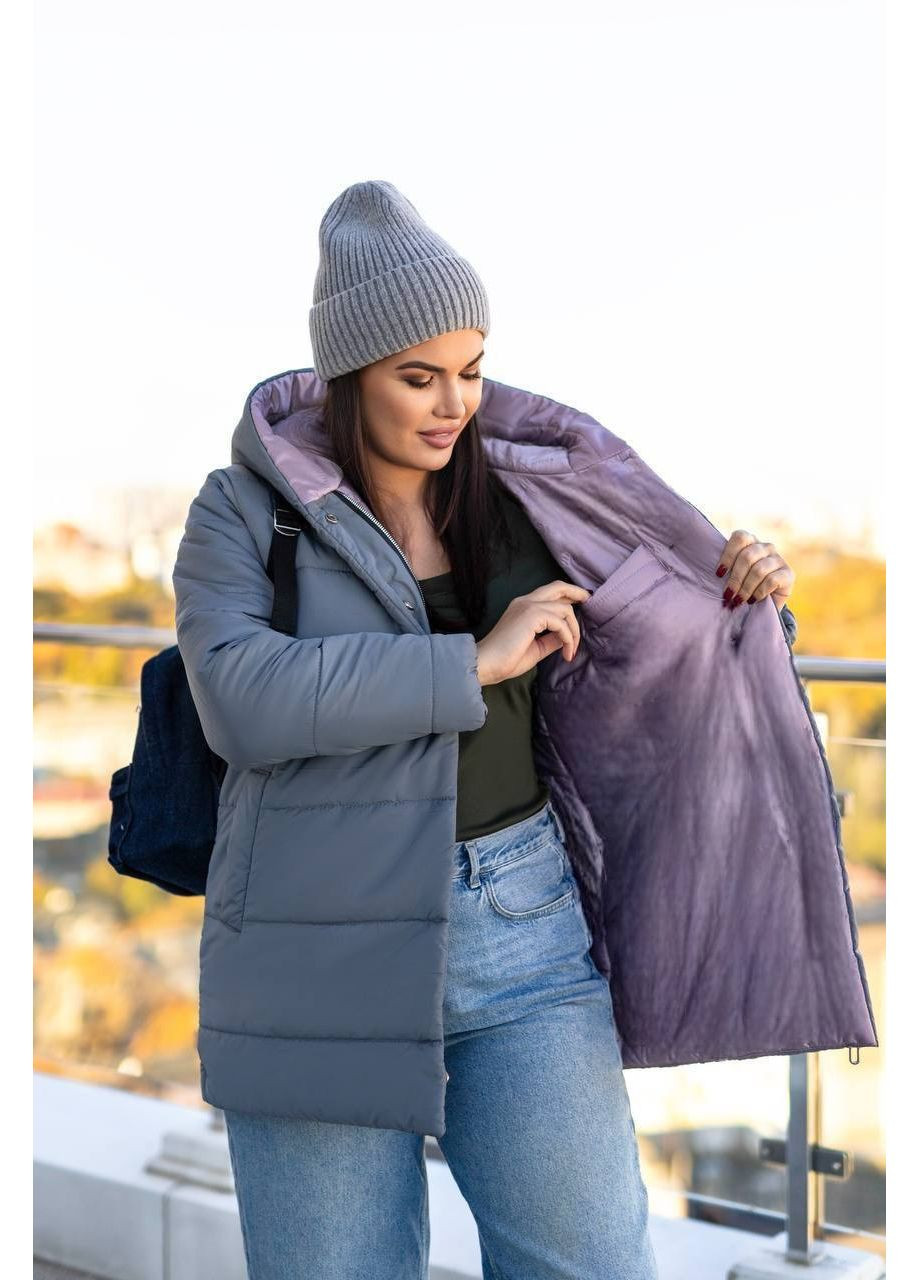 Графітова зимня жіноча зимова куртка з утеплювачем синтепон 250 — заміри в описі куртка-пальто DK/DL Мода без кордонів