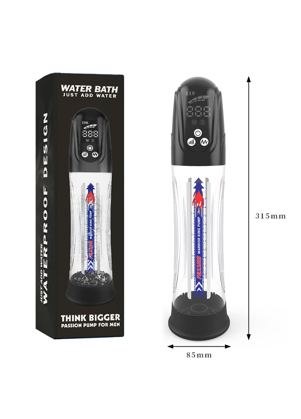 Автоматическая гидронасос 2в1 (вода/воздух) Water Bath с LED-дисплеем, 2 режима Men Powerup (335392673)