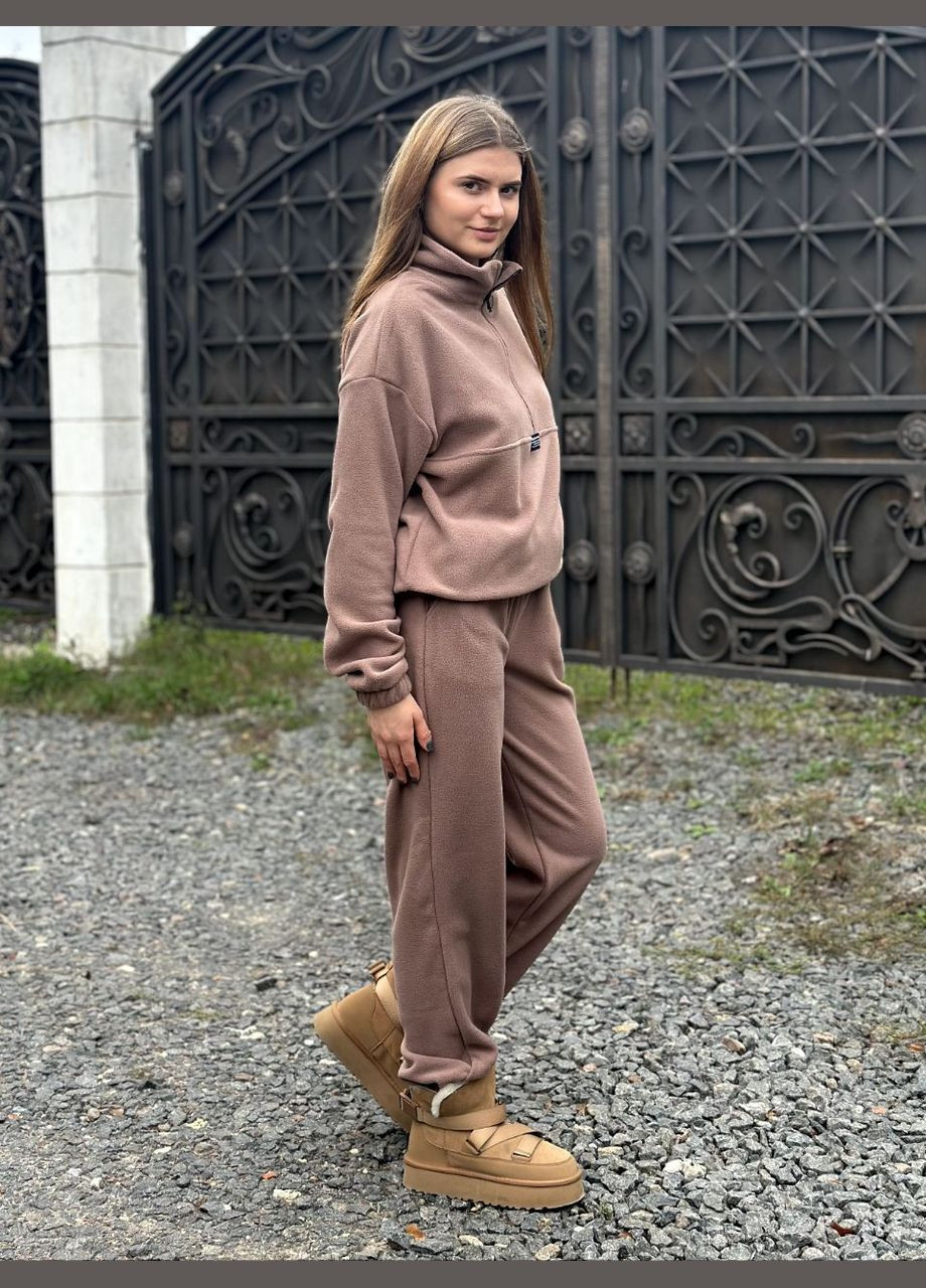 Теплый флисовый спортивный бежевый костюм You Best (304972644)
