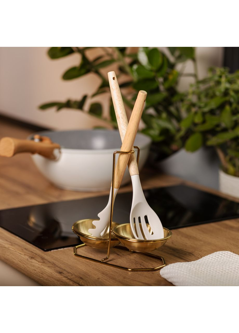 Вертикальная подставка для половника или ложек 20×12.5×19.5 см из нержавеющей стали Золото HP-19-14 Jooki (358705837)