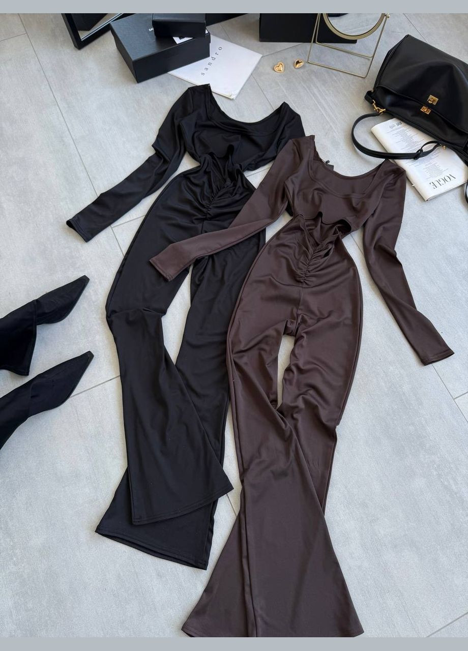 Облягаючий комбінезон Adelante комбінезон-брюки однотонний коричневий кежуал