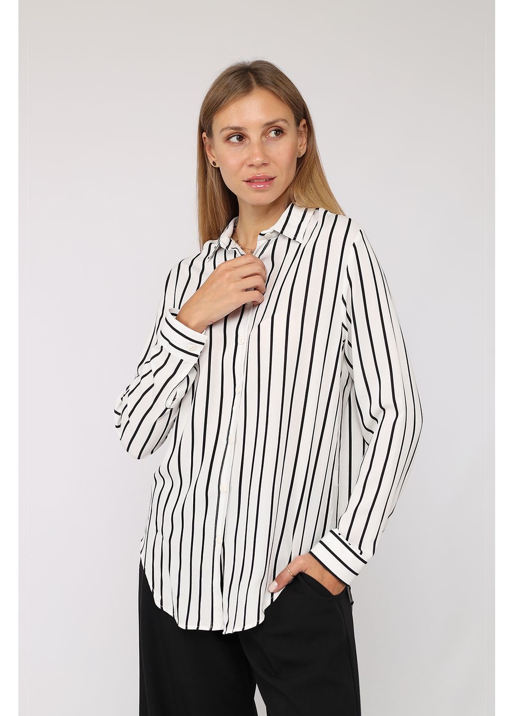 Сорочка з довгим рукавом жіноча колір білий ЦБ-00282038 Yuki (361305110)