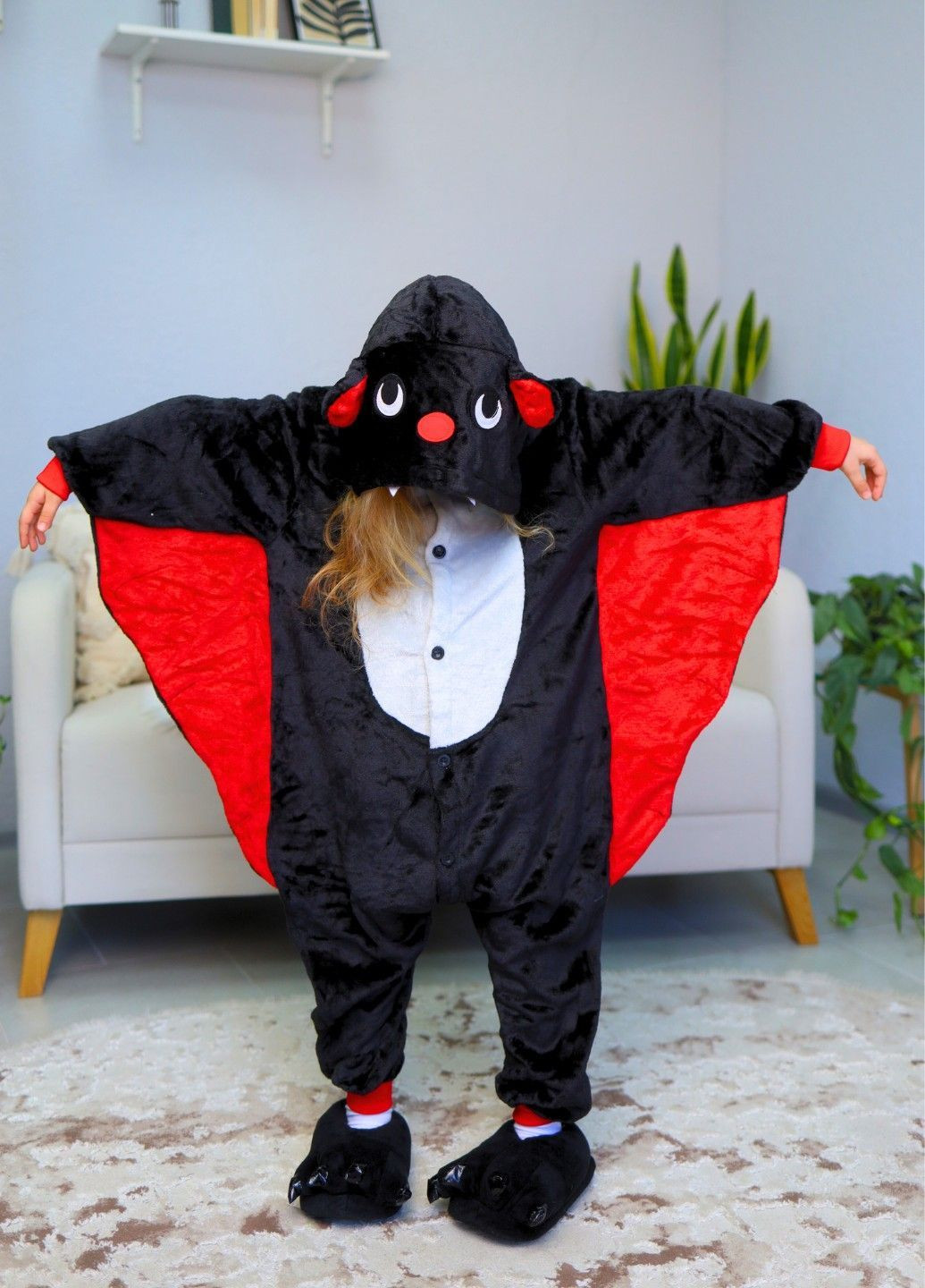 Кигуруми пижама Летучая мышь плюшевий черный детский с капюшоном на Хеллоуин Lalapka (368863291)