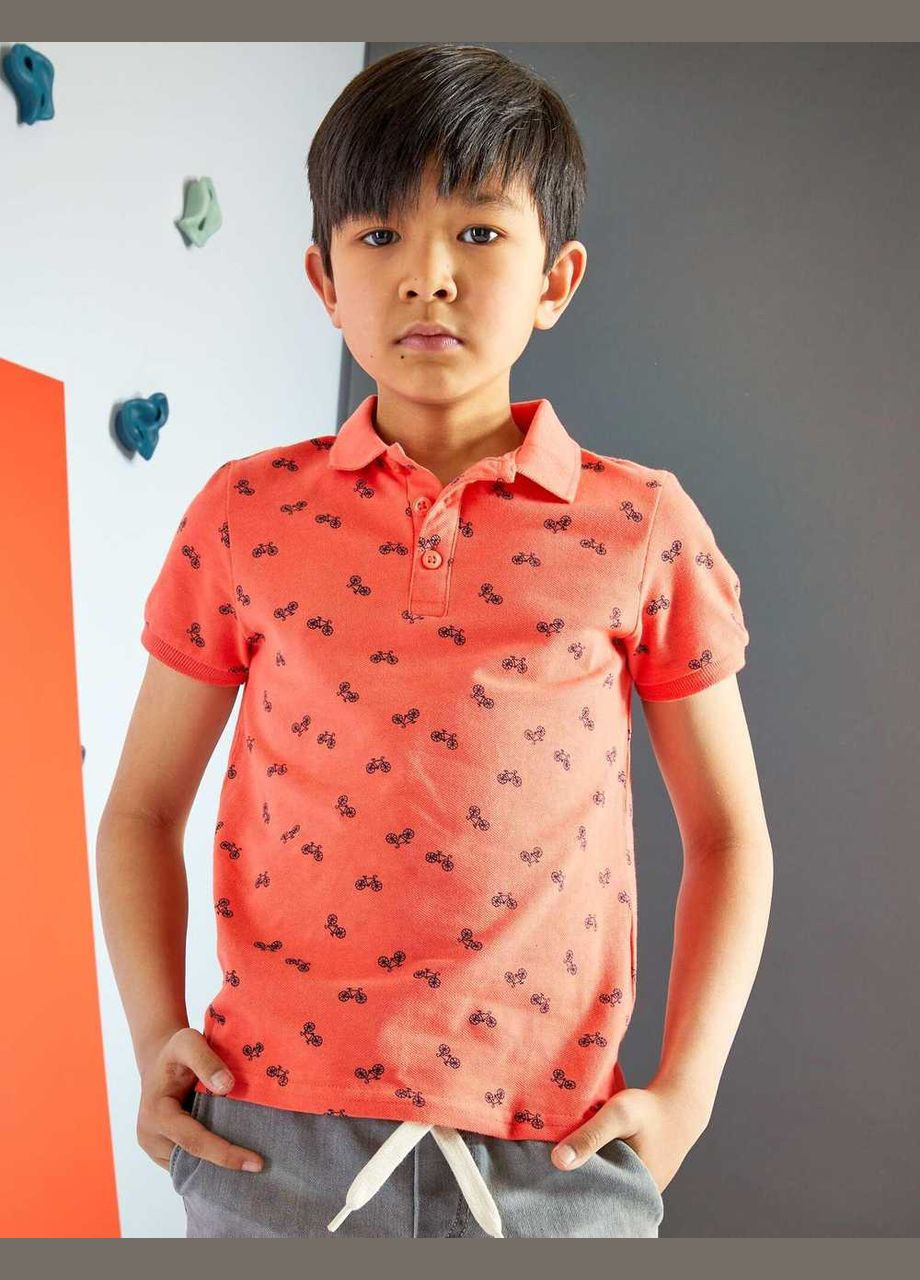 Коралловая детская футболка-поло лето,коралловый, для мальчика Kiabi