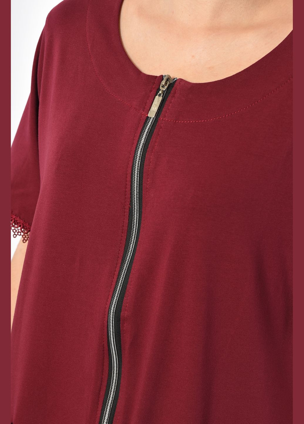 Халат женский батальный с принтом бордового цвета Let's Shop (302660807)