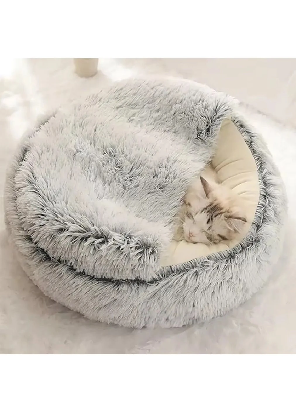 Плюшевая лежанка с антискользящим дном для животных котов собак мелких средних размеров 40x40 см (481095-Prob) Серая размер S Unbranded (353590259)