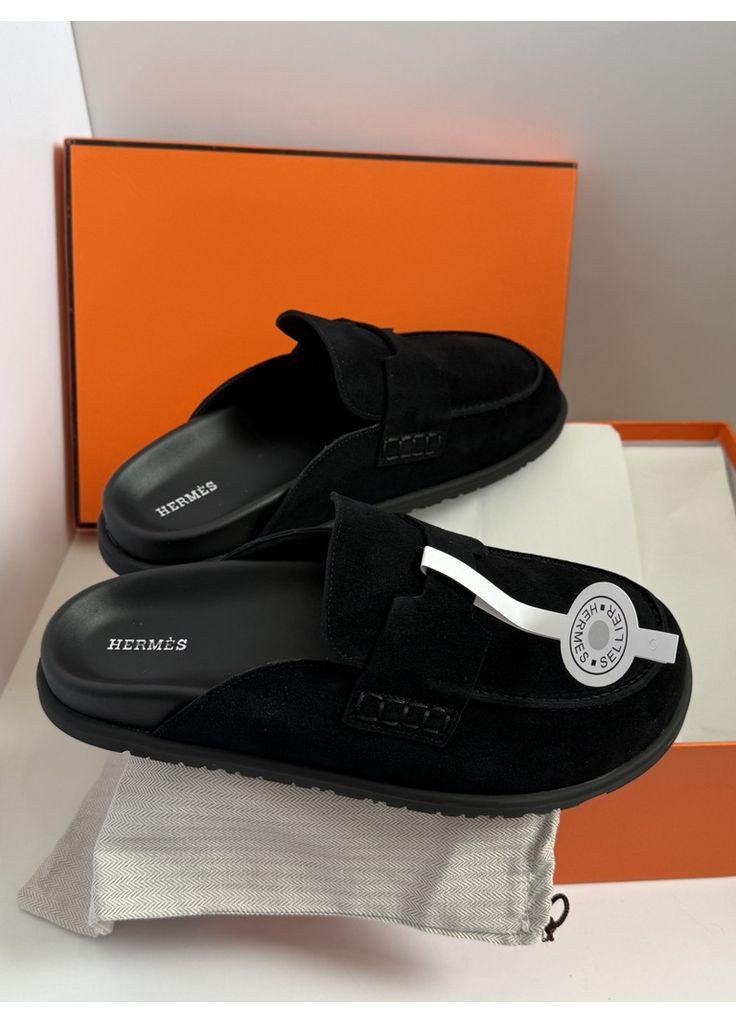 Замшеві шльопанці жіночі мюлі клоги Ермес унісекс No Brand (352192537)