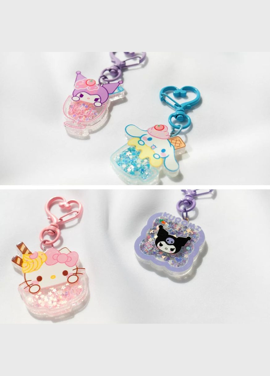 Брелок милий Kuromi в морозиві з рухливими блискітками куромі няшний аніме фентезі подарунок на портфель лоліта харадзюку каваї No Brand (315048682)