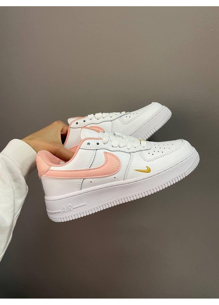 Білі Осінні кросівки чоловічі nike air force 1 mini swoosh peach найк аір форс 1 преміум No Brand
