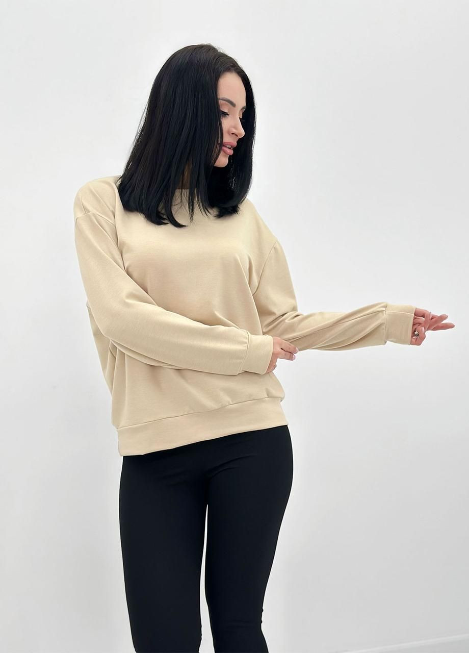 Бежевий базовий світшот із двонитки Fashion (360603283)