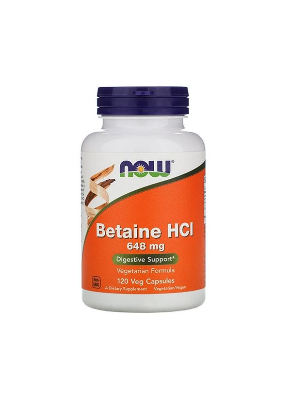 Бетаїну гідрохлорид (Betaine HCL) 648 мг, 120 капсул Now Foods (302521204)
