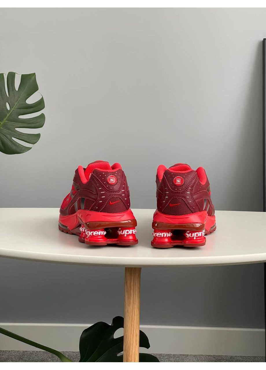Красные демисезонные кроссовки мужские nike shox ride 2 sp x supreme red | найк шокс райд 2 сп красные No Brand