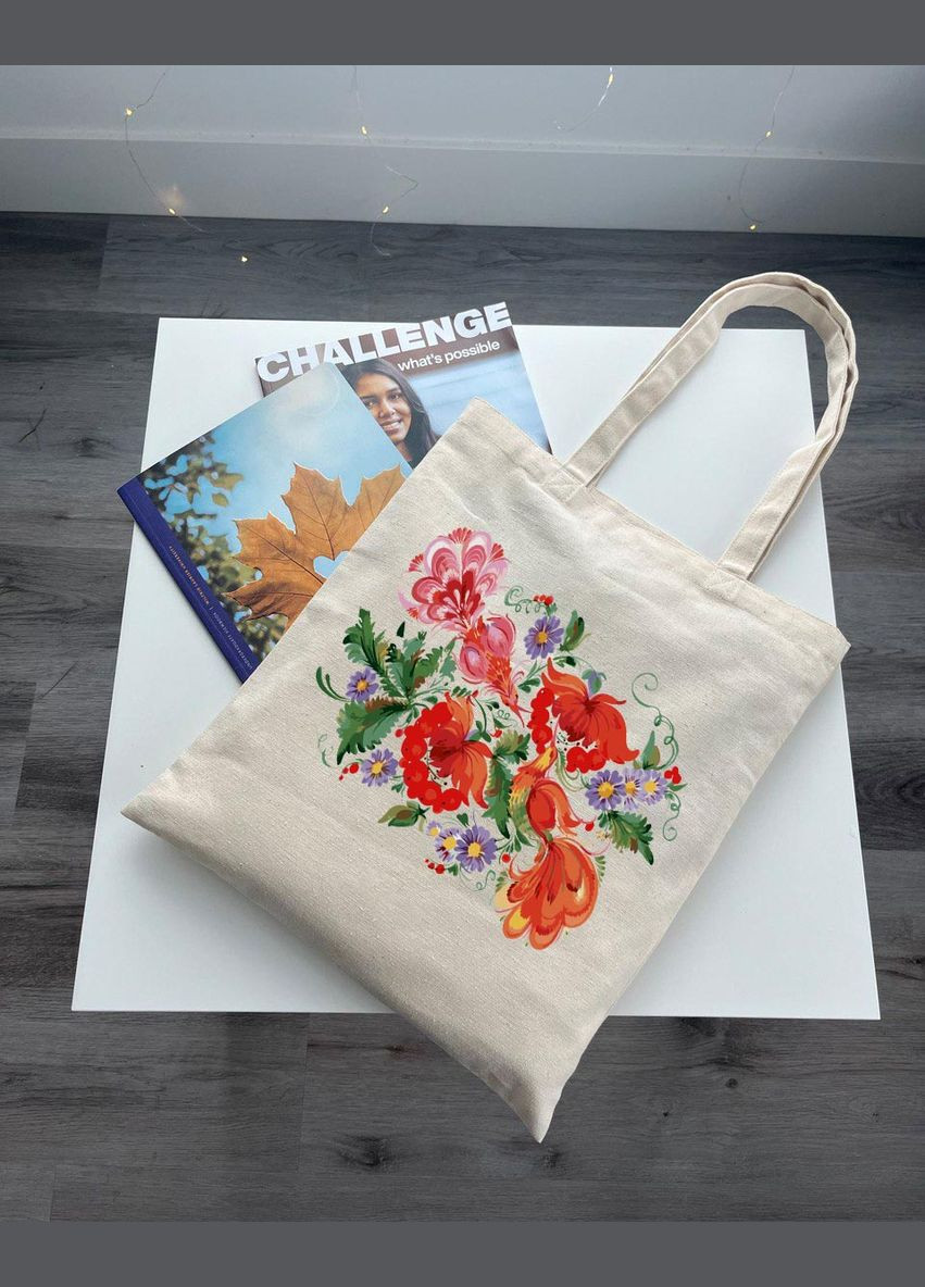 Екошопер Bookopt Петриківський розпис - Червоні квіти (BK4002) No Brand (372650124)