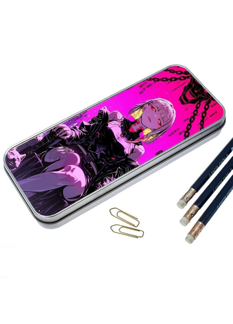 Пенал школьный для мальчика и девочки металлический Киберпанк #002 7*18 см Silver No Brand (309153250)