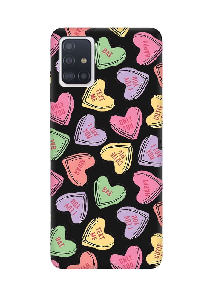 Матовий чорний чохол на Samsung Galaxy A71 / A715:: Сердечка з текстом (принт 333) Creative (360658645)