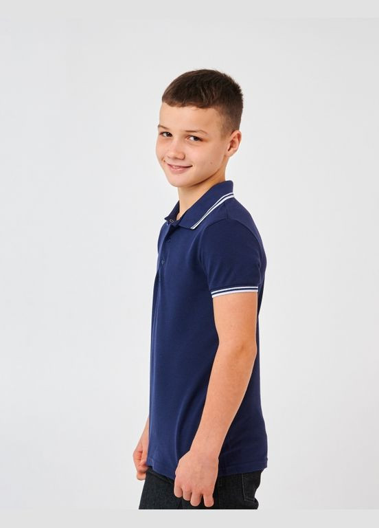 Синяя детская футболка-футболка-поло (короткий рукав) темно-синий для мальчика Smil