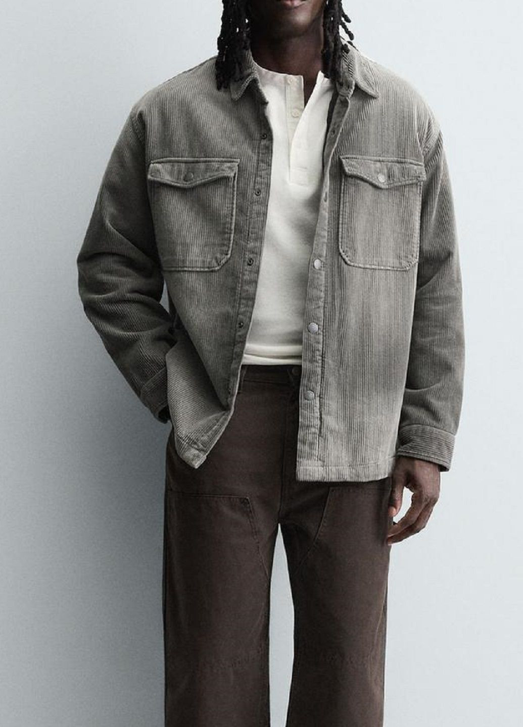 Серая рубашка однотонная Zara