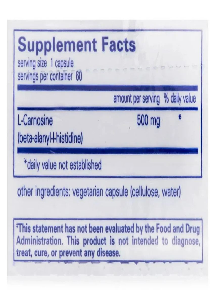 Карнозин (L-Carnosine) 60 капсул Pure Encapsulations (361115596)