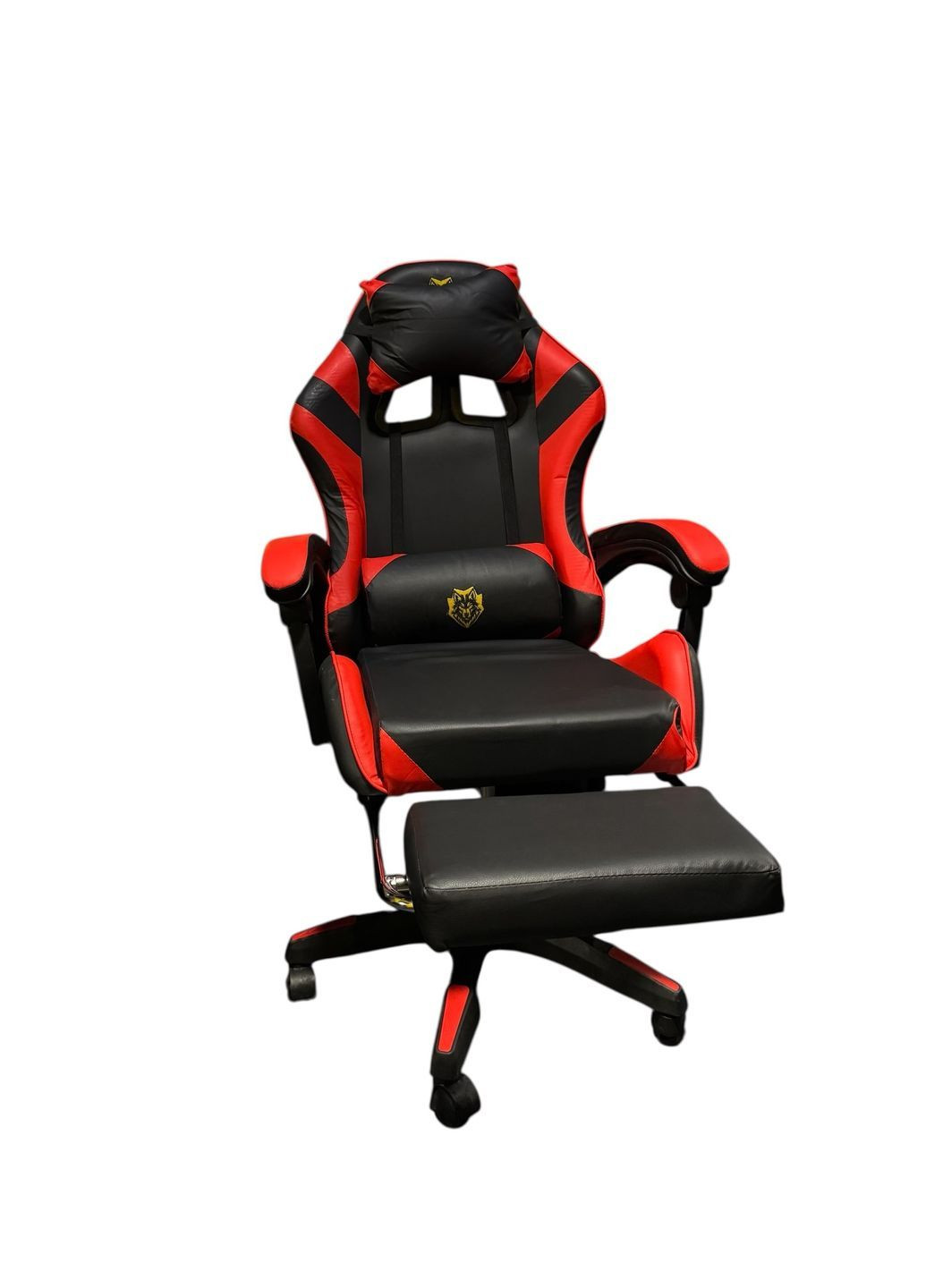 Геймерське крісло Primaveo з ергономічними подушками та висувною підставкою для ніг, Чорний/Червоний No Brand (368468396)