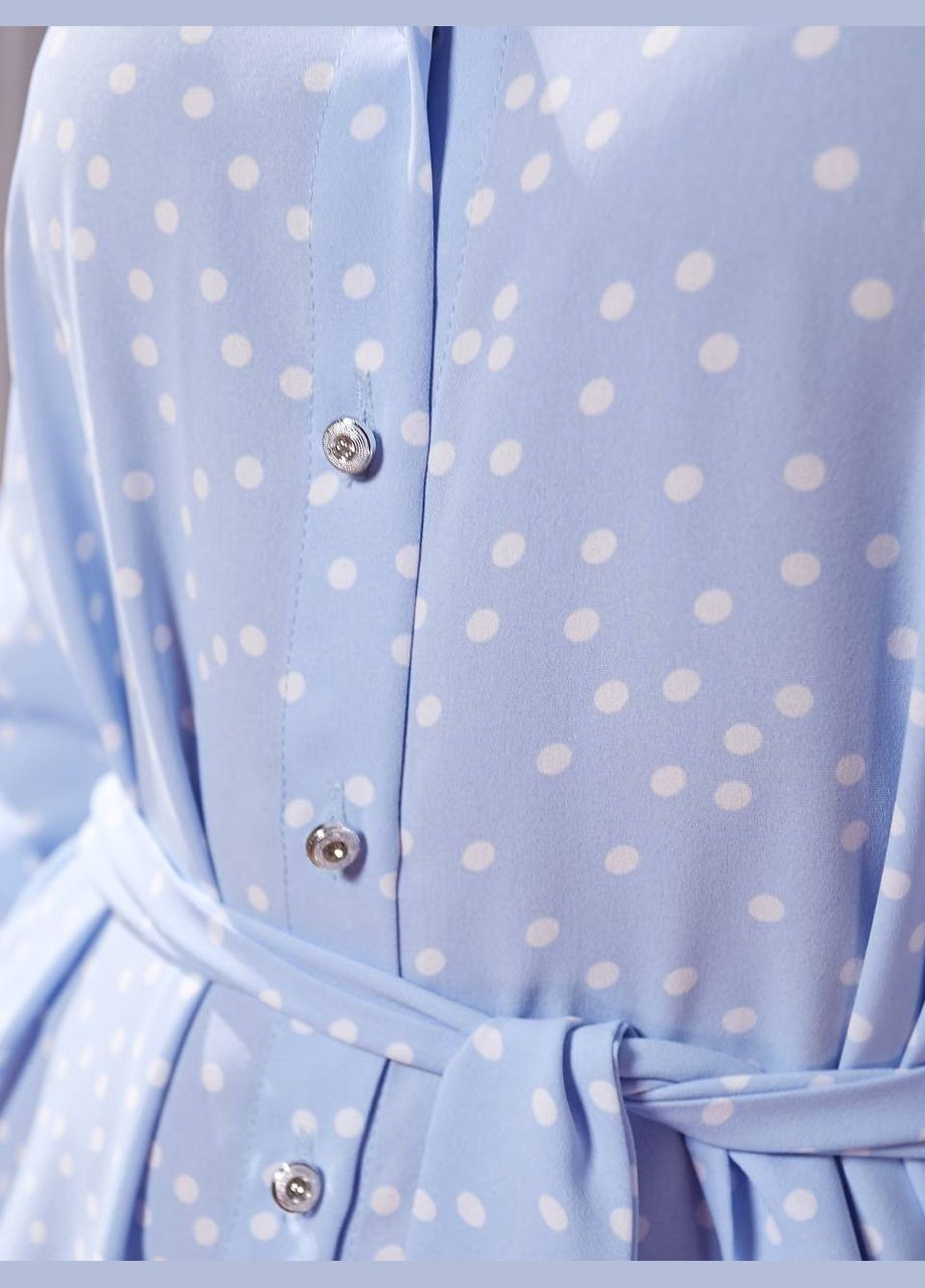 Светло-голубое праздничный, коктейльное, деловое, повседневный, кэжуал стильное платье с принтом рубашка No Brand с абстрактным узором