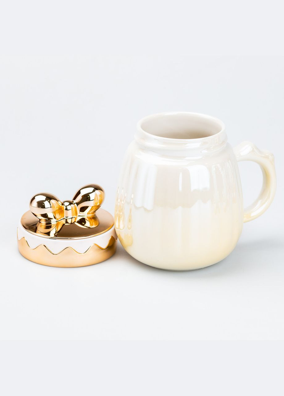 Чашка керамическая 500 мл с крышкой Желтая TS Kitchen (315637165)