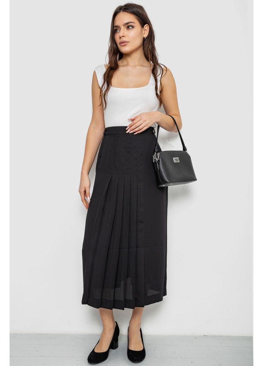 Черная юбка на подкладке с разрезом,, 167r5291 Ager