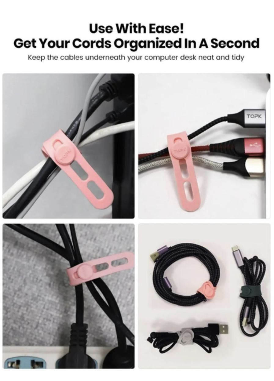 Органайзер для кабелю кліпси утримувачі хомут стяжки для дротів кабель менеджменту 15 шт Чорний TOPK (358935004)