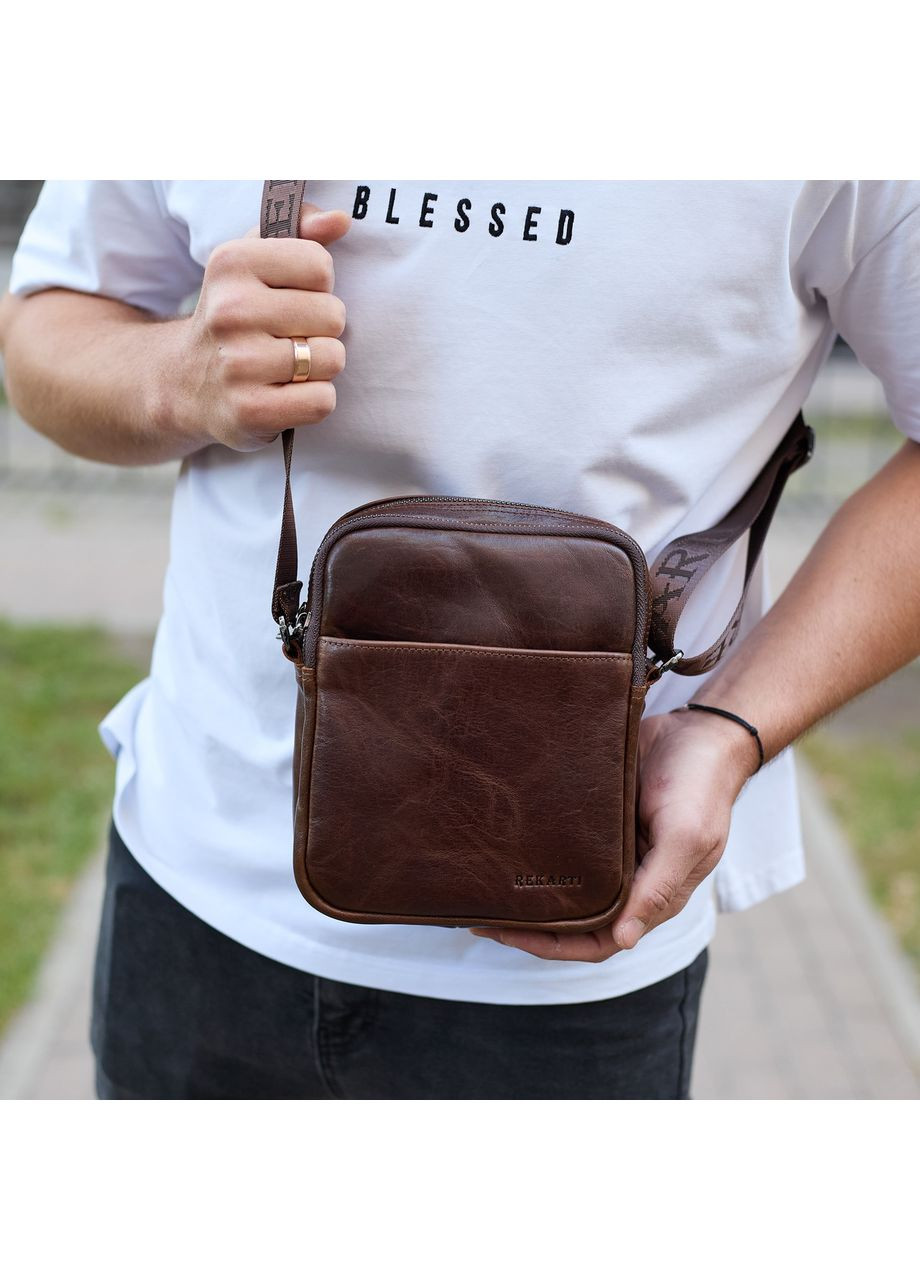 Мужской мессенджер через плечо 20х16х6, сумка планшетка для города, барсетка для телефона, коричневая No Brand (362000587)