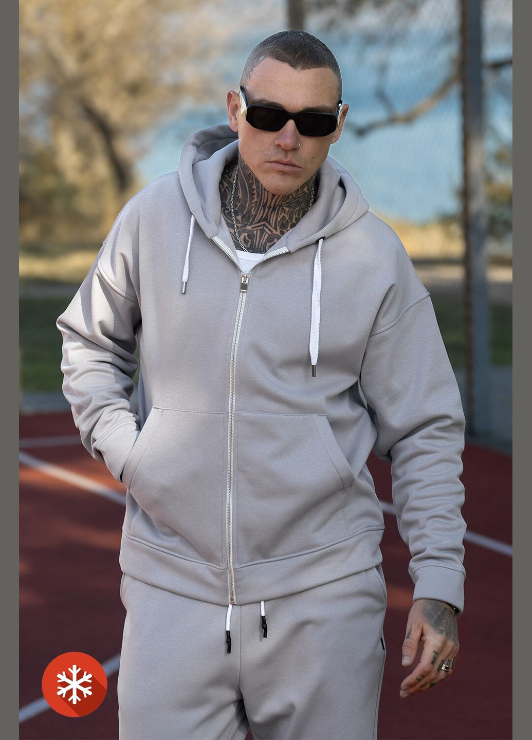 Чоловічий теплий костюм на блискавці ZIP FUR Сірий Teamv (316354895)