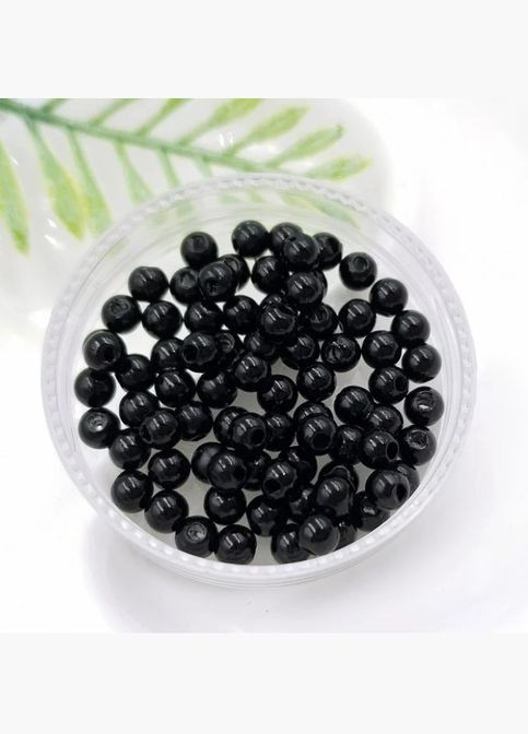 Бусины глянцевые, акриловые, 4 мм, черные, 5 гр No Brand (340484152)