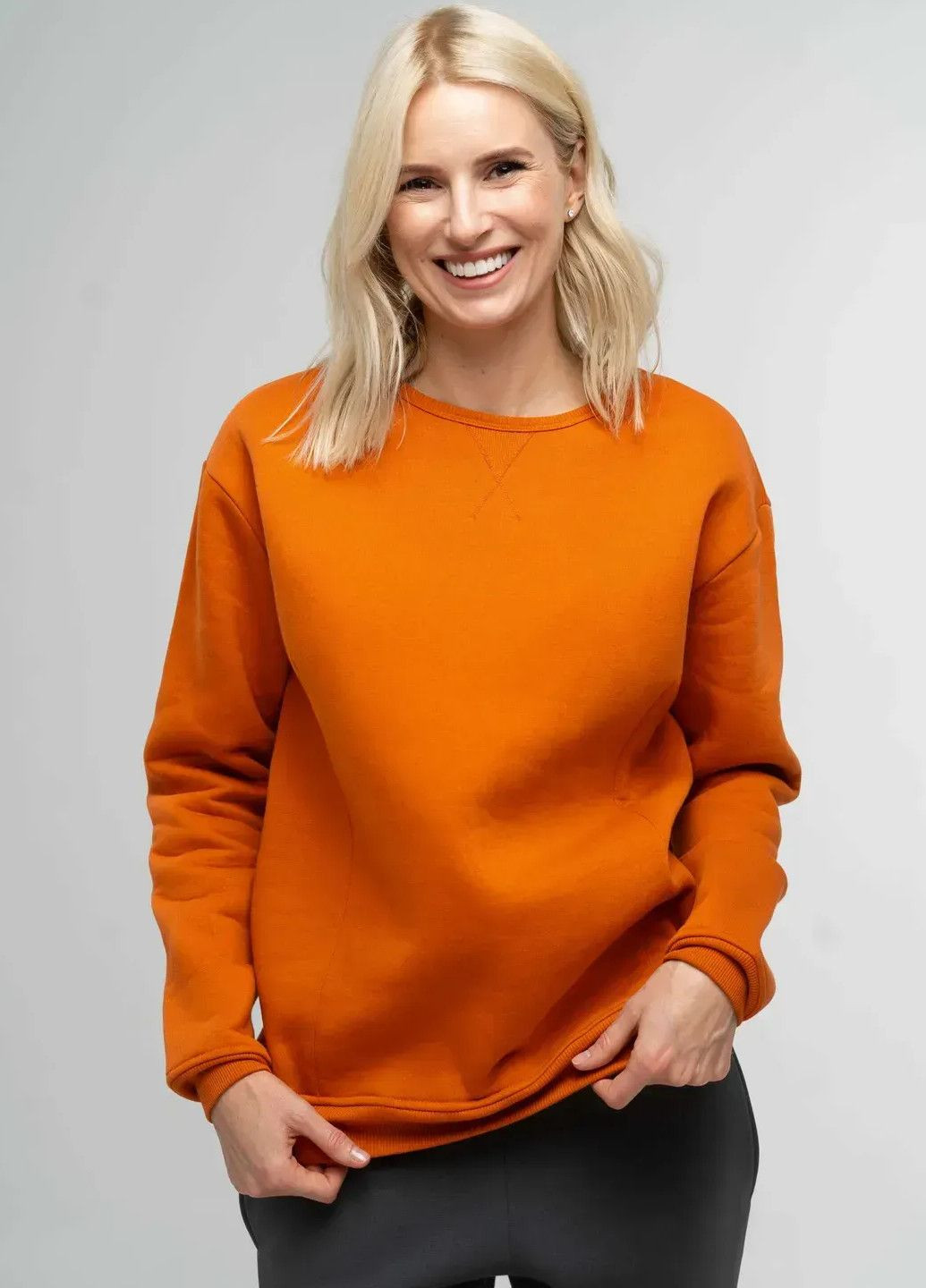 Помаранчевий світшот жіночий Роза однотонний стрічки (327223646)