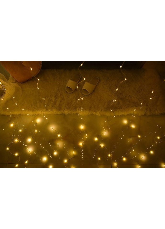 Гирлянда светодиодная штора Роса с крючком USB пульт ДУ 100 LED 14058 3х1 м желтая No Brand (361399335)