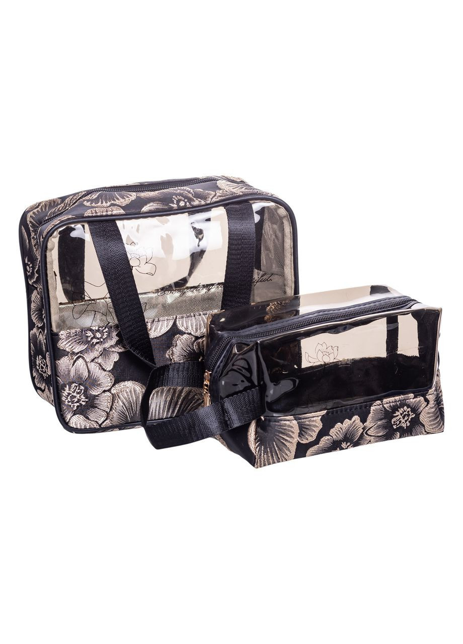 Прозорі жіночі косметички 2 шт чорні для зберігання косметики та ліків дорожні сумки Yiwu (370603273)