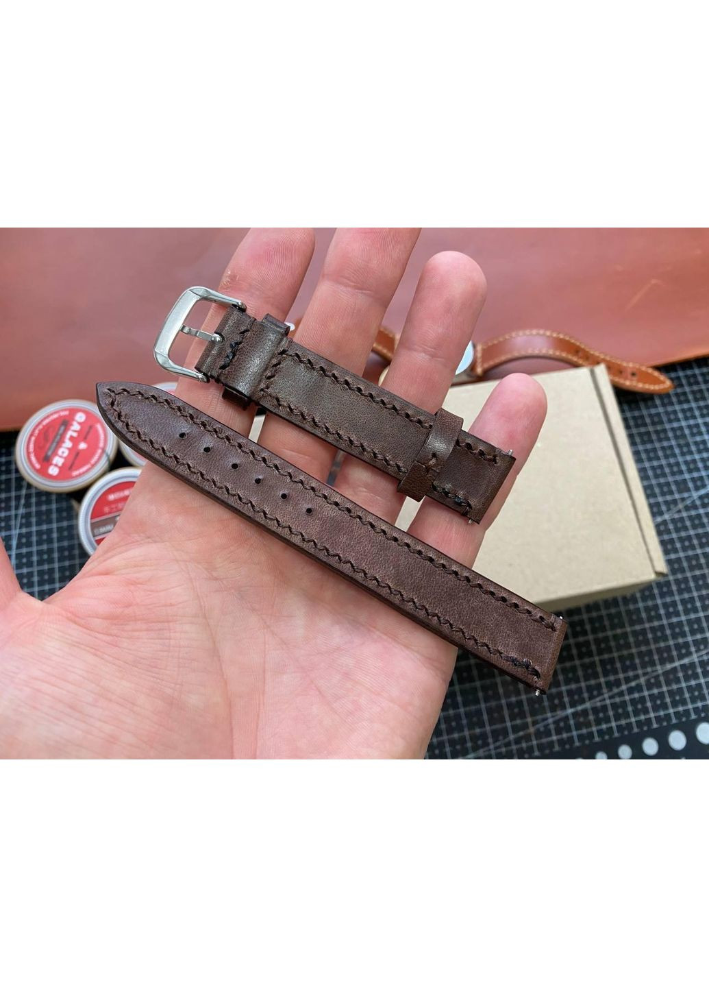 Кожаный ремешок 19 мм. для Часов Ручной Работы по Натуральной Коже Коричневый Цвет Azteca No Brand (356508811)