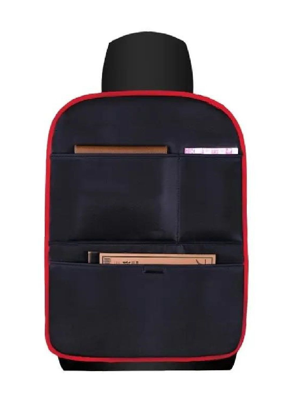 Органайзер с карманами на спинку сидения в машину салон автомобиля искусственная кожа 65х50 см (476890-Prob) Черный с красным Unbranded (292318338)
