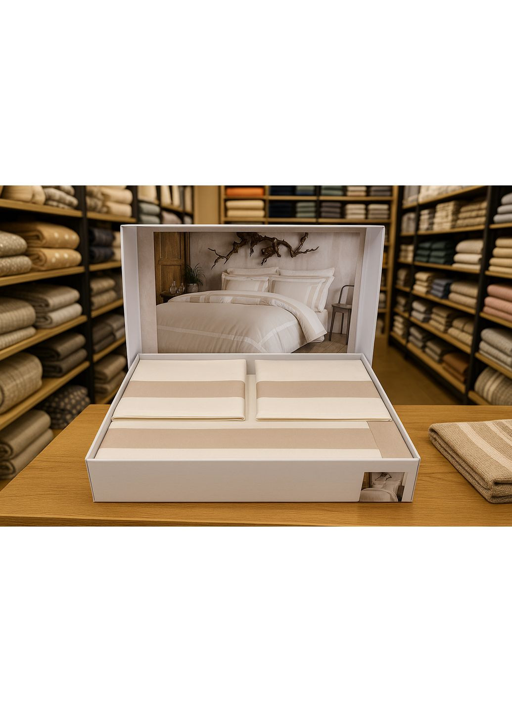 Комплект постельного белья Banda K.Beyaz Bej сатин люкс семейный 160-220 см*2 шт Tivolyo Home (321999678)