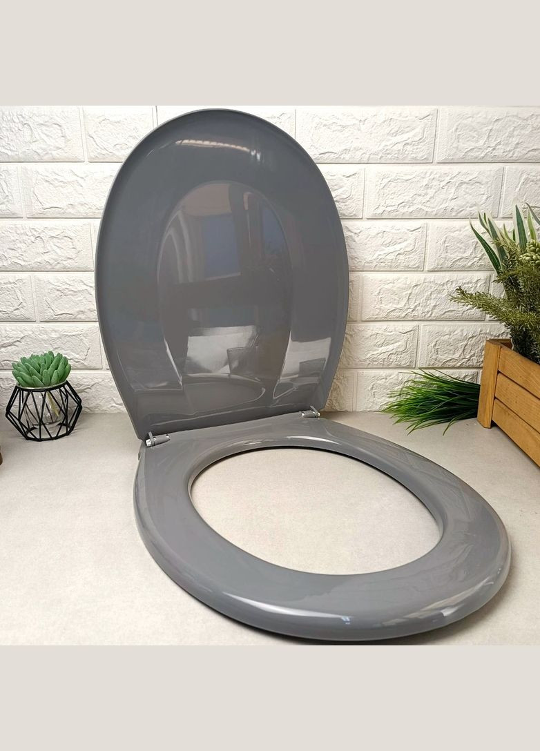 Сіра кришка-сидіння для унітазу з кріпильною поперечиною, СД-21 Sydanit (303721960)