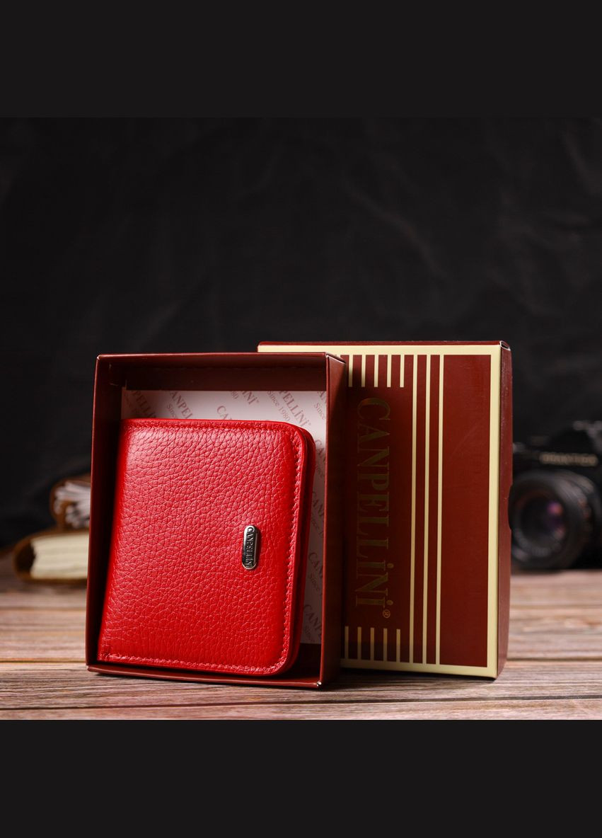 Маленький жіночий гаманець із натуральної шкіри флотар із монетницею 21803 Червоний Canpellini (306881346)