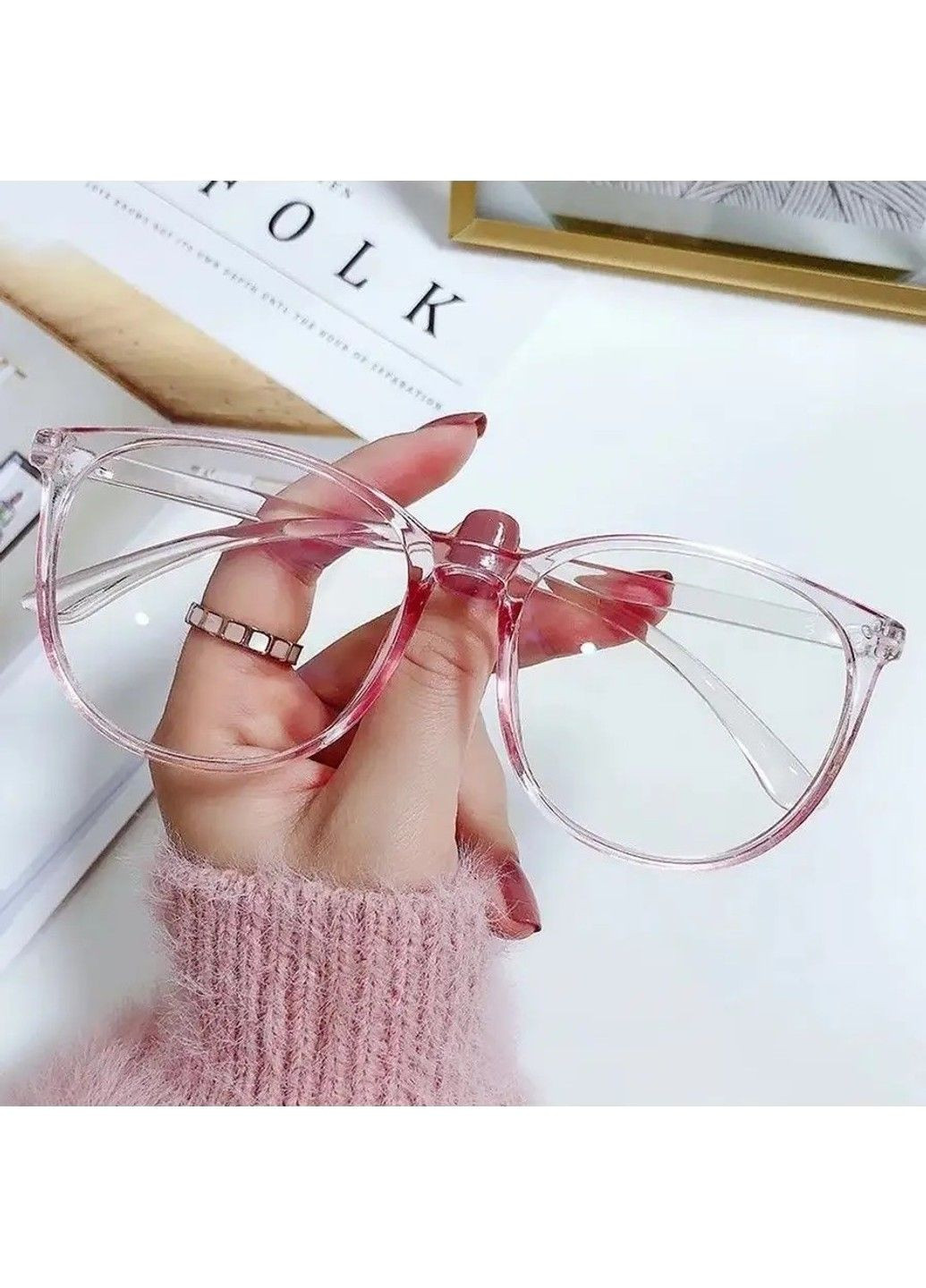 Сонцезахисні окуляри Image іміджеві прозорі рожеві No Brand (315388435)