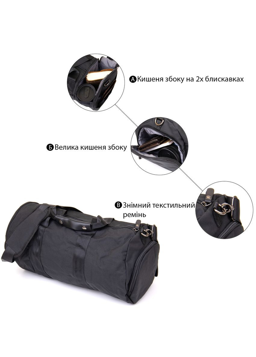 Спортивна сумка текстильна 20640 Чорна Vintage (331913024)