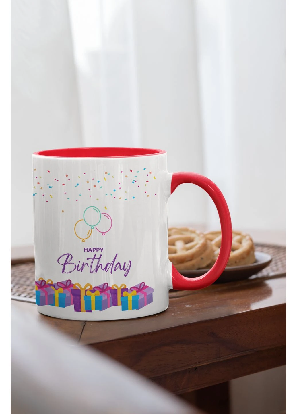Кружка керамическая Happy Birthday 330мл Красная ручка kr0414-Red No Brand (402247979)