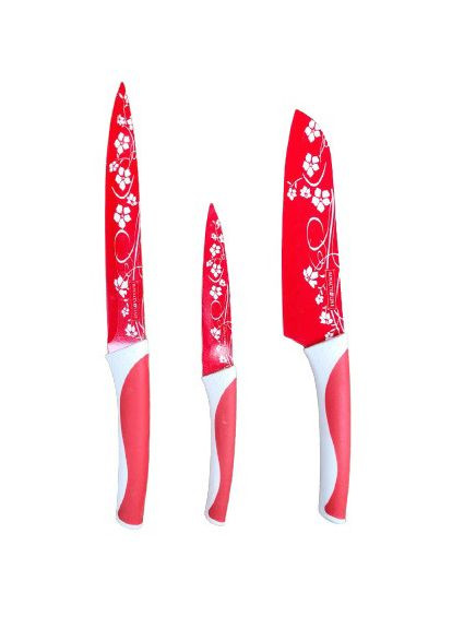 Набір ножів RL-KT05ST з нержавіючої сталі з керамічним покриттям з підставкою Червоний Royalty Line червоний,