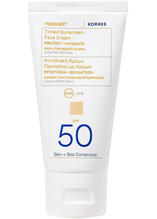 Тональный солнцезащитный крем для лица Yoghurt Tinted Sunscreen Face Cream SPF50 50ml (1346760-15245742) Korres (368608746)