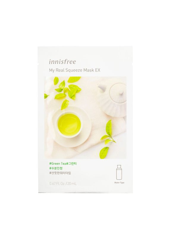 УЦЕНКА! Антибактериальная маска с зеленым чаем My Real Squeeze Mask Green Tea 20 мл INNISFREE (317169668)