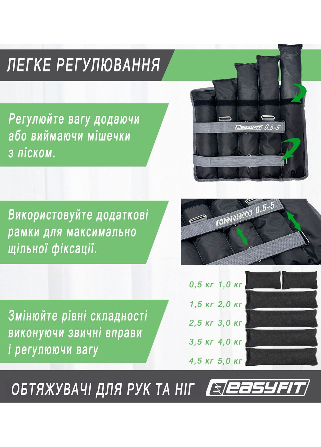 Утяжелители для ног и рук наборные жилет 0,5-5 кг (пара) (A-021630) EasyFit (322501582)