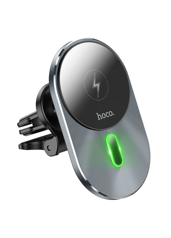 Автодержатель CA91 + Wireless Charging 15W, крепеж на решетку, Type-C, Gray, Box Hoco (370984674)