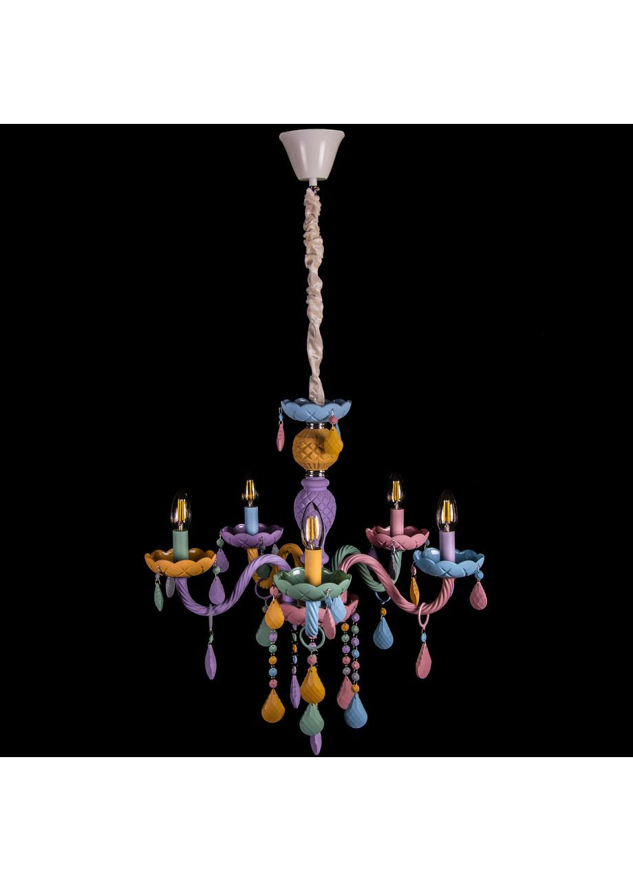 Скляна люстра свічка на 5 лампочок 0313A/5/COLORS No Brand (352230140)