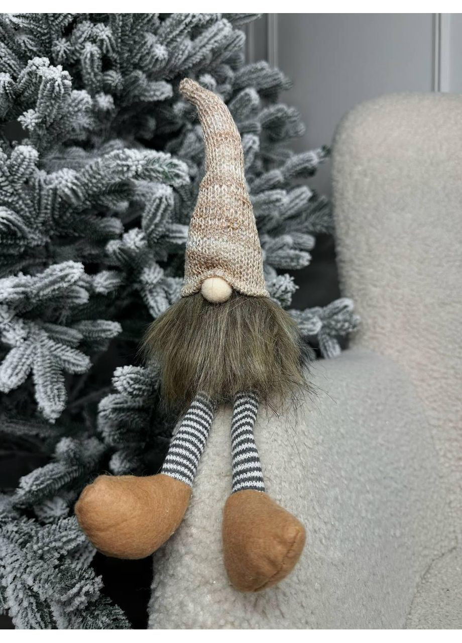 Різдвяна фігурка сидячого Гнома 24х7х6 см Коричневий No Brand (370161658)